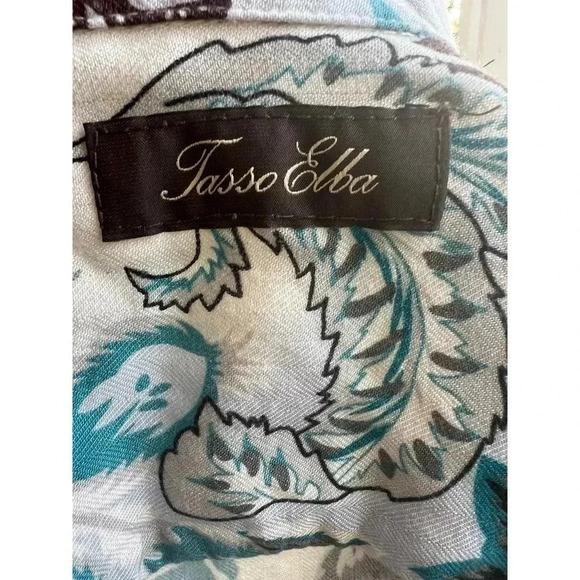 Tasso Elba short sleeve button up paisly design silk blend size large - Picture 5 of 6